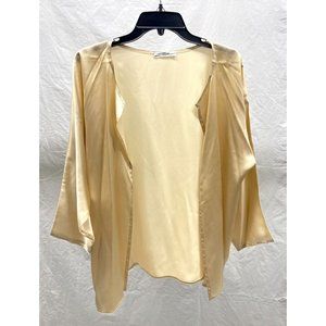 Zoran Light Tan Thin Silk Satin Open Jacket One Size